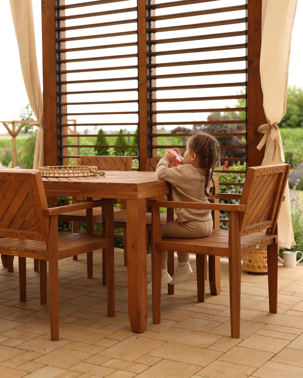 Set of 4 Garden Chairs BARATTI Acacia Wood Brown_933194
