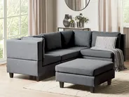 Modular Corner Sofa 4 Seater UNSTAD with Ottoman Fabric Dark Grey Left Hand_924629