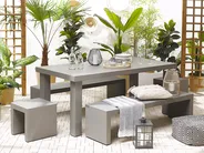Gartenmöbel Set mit Bänken und Hockern 6-Sitzer TARANTO Beton Grau_776018