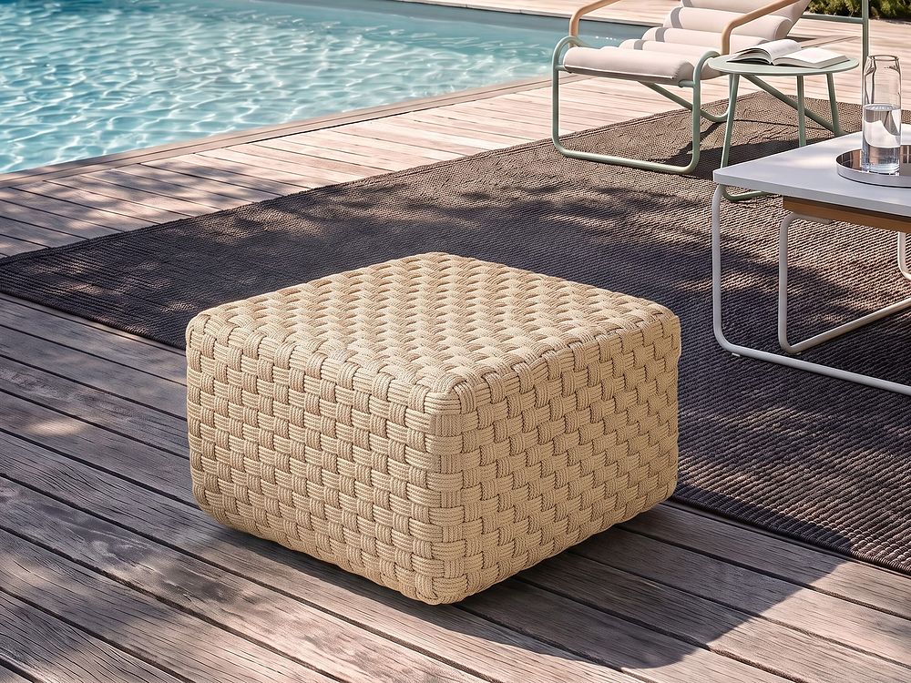 Pouffe NALLI Synthetic Material Light Beige