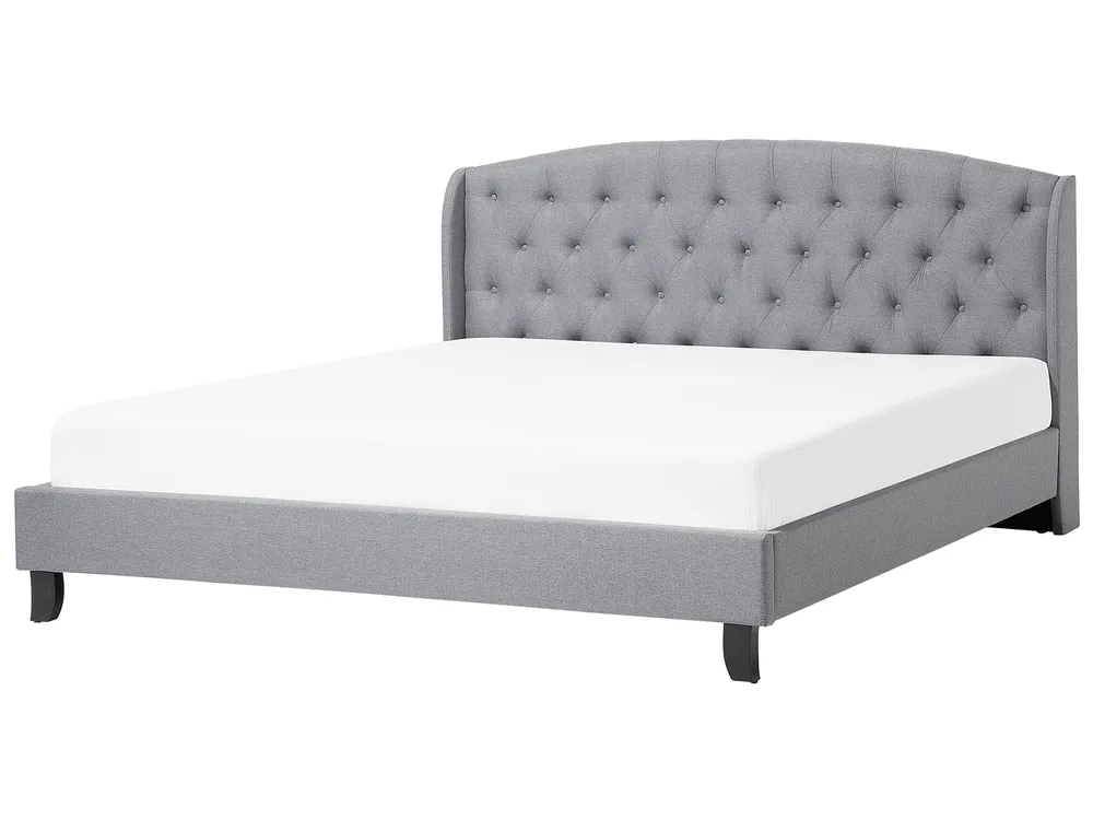 Bett mit Lattenrost Stoff BORDEAUX 180 x 200 cm Hellgrau