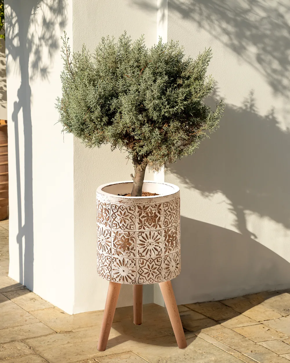 Blumentopf mit Beinen KARISTOS 36 cm Cremeweiß_982171