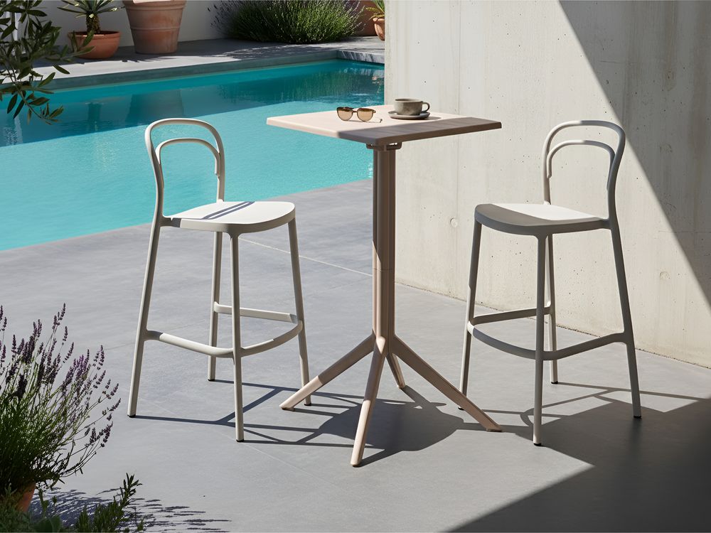 Garten Bartisch LEMNOS 60 cm 60 cm Beige