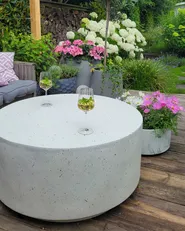 Couchtisch TREZZO 90 cm 90 cm Terrazzo Optik Cremeweiß_933071