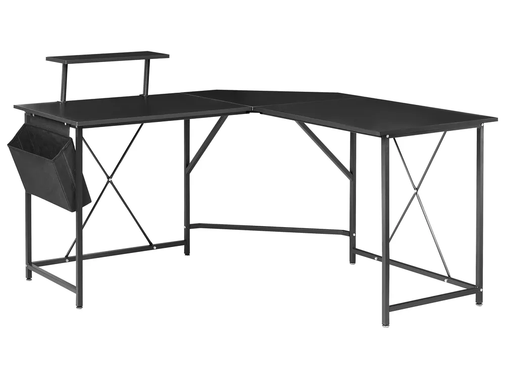 Eckschreibtisch TACONY 180 cm 140 cm mit Stauraum Schwarz