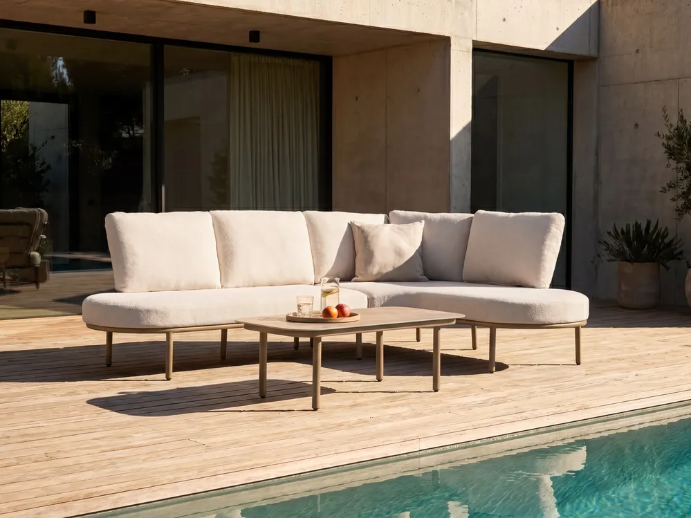 Gartensofa mit Tisch 4-Sitzer POLLINA Metall Braun