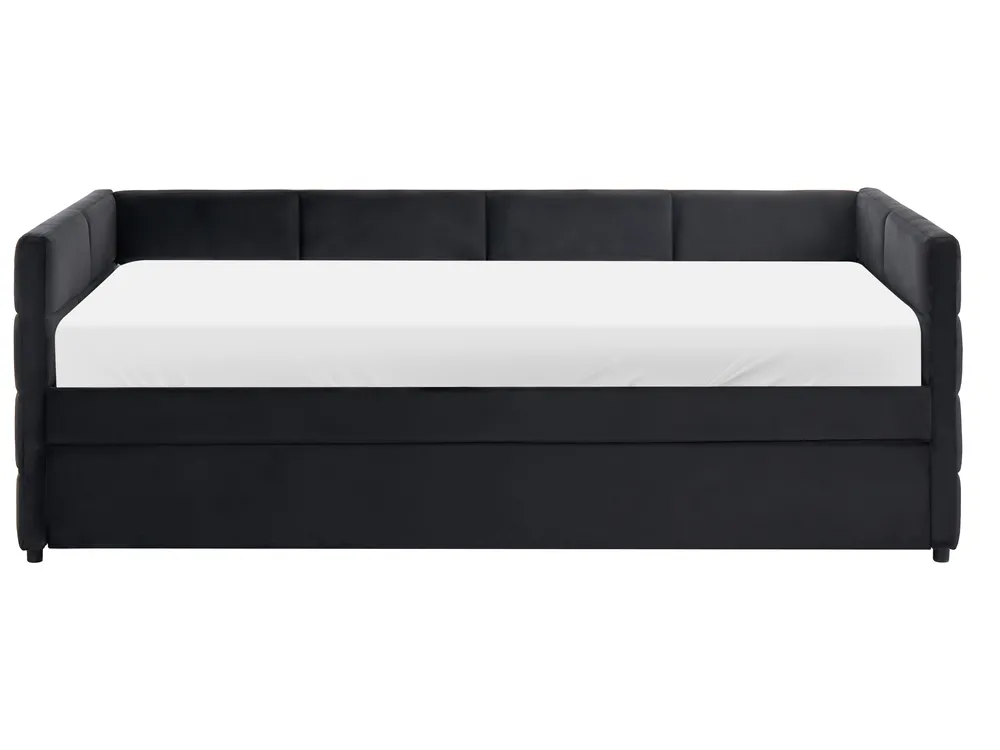 Ausziehbett Samtstoff CHAVONNE 90 x 200 cm Schwarz_1069393