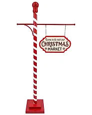 Christmas Decoration POSIO 114 cm Signpost Red/ White_1172752