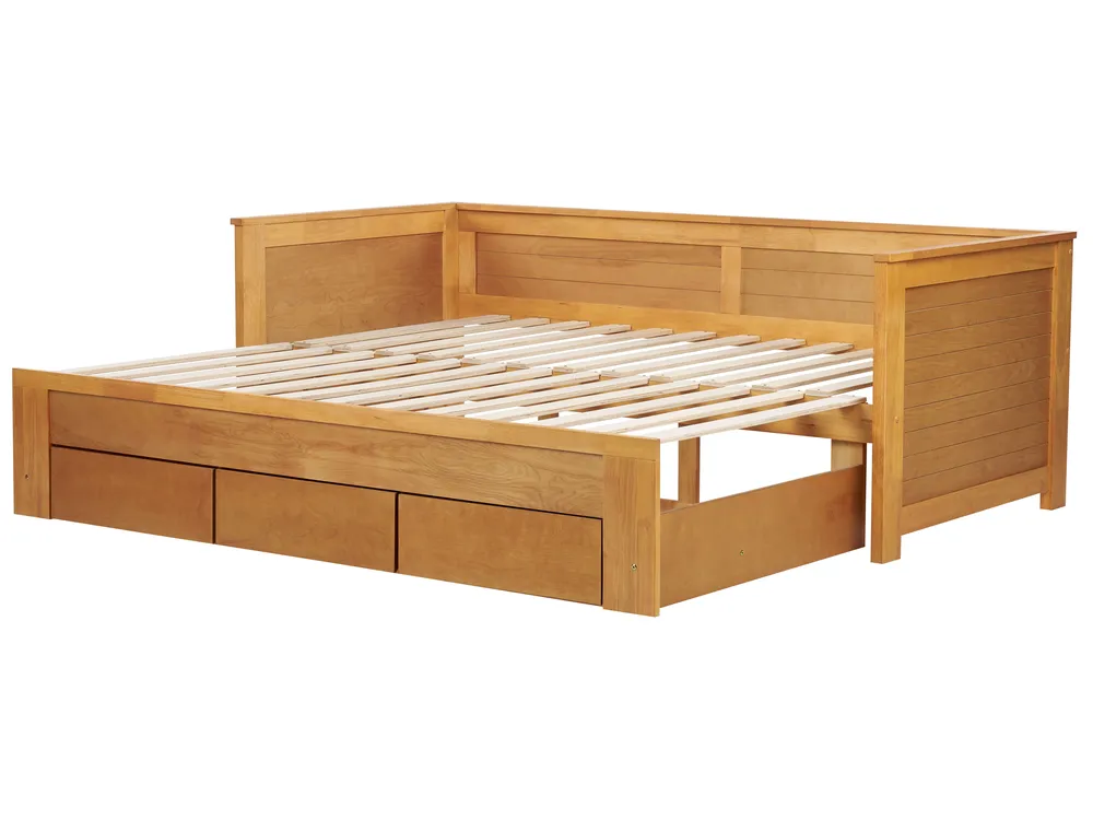 Bett mit Schubladen Holz CAHORS 90 x 200 cm Braun_912564