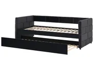 Ausziehbett Samtstoff CHAVONNE 90 x 200 cm Schwarz_1069391