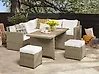 Lounge Set mit Tisch und Ottomane 5-Sitzer BARDI inkl. Kissen Polyrattan Braun