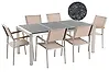 Garden Dining Set 6 Seater GROSSETO Triple Plate Basalt Flamed Black/ Beige