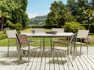 Gartenmöbel Set 6-Sitzer COSOLETO/GROSSETO Sicherheitsglas Marmor Optik Weiß / Beige_881630