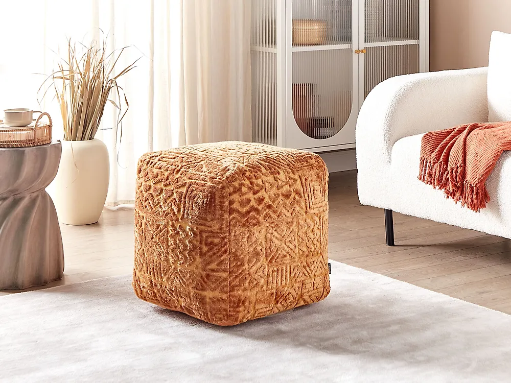 Pouffe SANAWAN Viscose Golden Brown_1183438