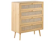 Kommode mit 4 Schubladen PEROTE Rattan Hellbraun_841304
