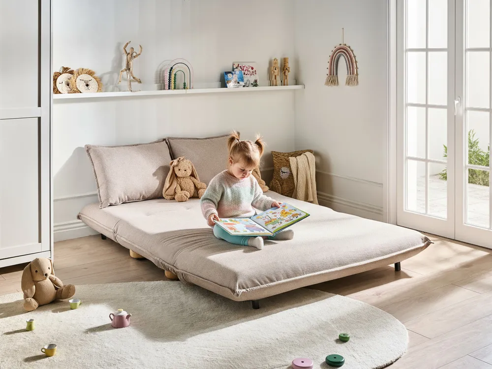 Schlafsofa 2-Sitzer ABISKO Kunstleinen Beige_1030847