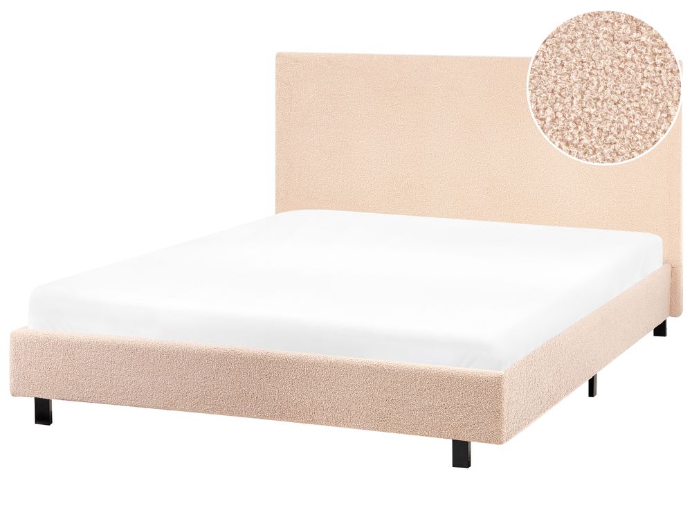 Bed Bouclé ALBI 120 x 200 cm Beige