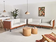 Living Room Set 5 Seater VORGOD Fabric Off-White_1186006
