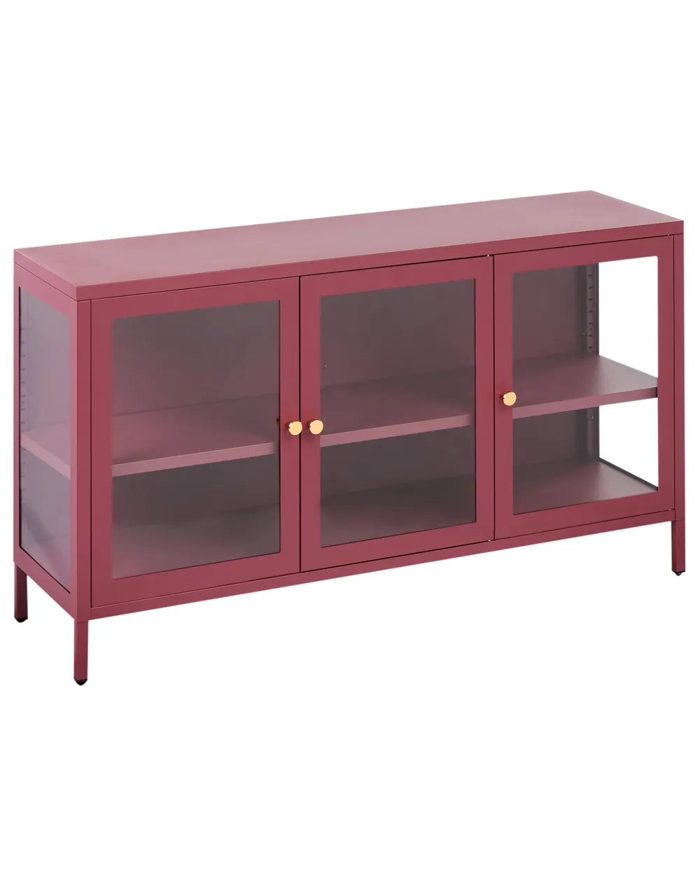 Sideboard mit Glastüren NEWPORT 115 cm Metall Dunkelrot