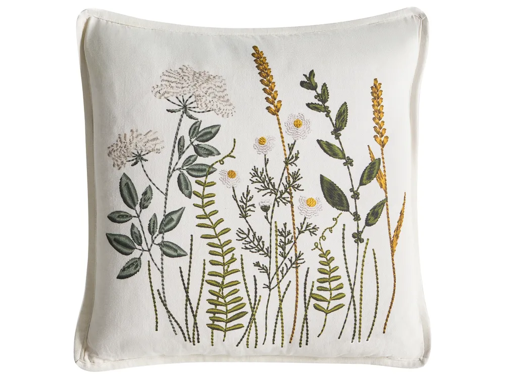 Dekokissen 2er Set KNEMA 45 x 45 cm Baumwolle Weiß Blumenmuster_1041092
