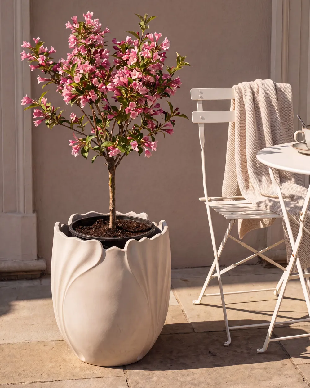 Blumenkübel ARPONE 44 cm Hellbeige
