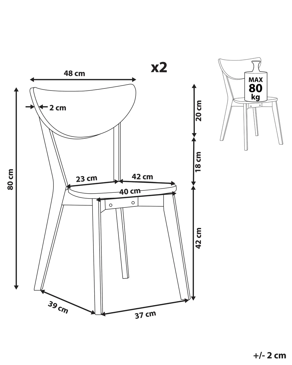 Set of 2 Dining Chairs ROXBY White_802911