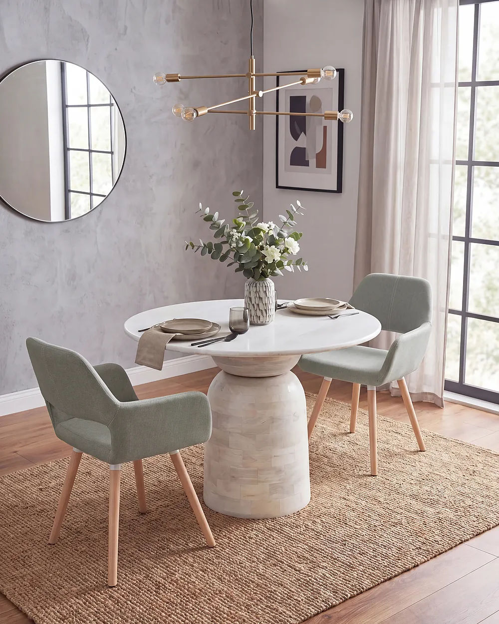 Set of 2 Dining Chairs CHICAGO Fabric Light Grey_1149706