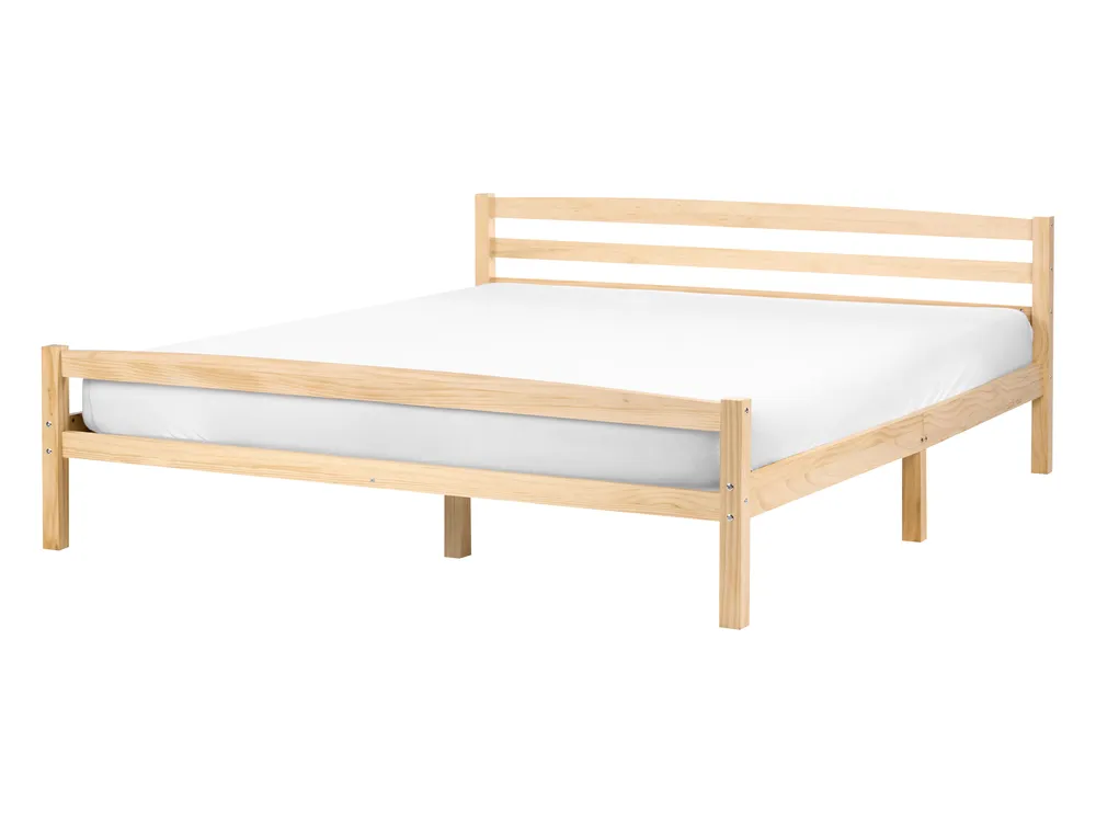 Bett mit Lattenrost Kiefernholz ECHALLON 140 x 200 cm Hellbraun