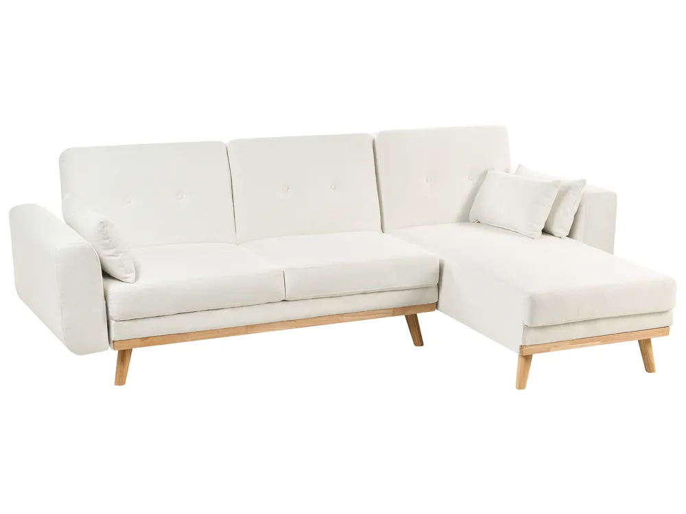 Eckschlafsofa 3-Sitzer KAARINA II Stoff Weiß linksseitig_981791