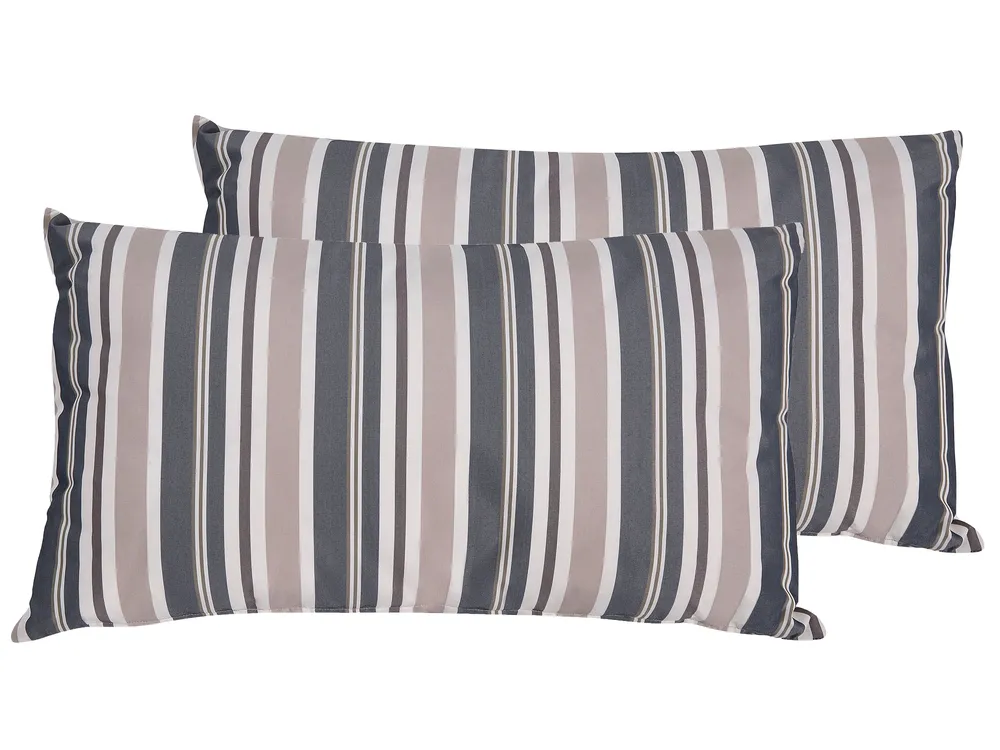Gartenkissen 2er Set KASTOS Streifenmuster 40 x 70 cm Taupe
