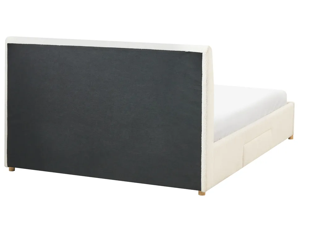 Bett mit Schubladen SOUTRIN Bouclé Cremeweiß 160 x 200 cm_993476