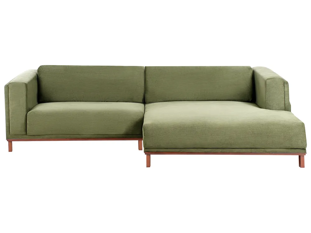 Corner Sofa 4 Seater VENG Corduroy Green Left Hand_994975