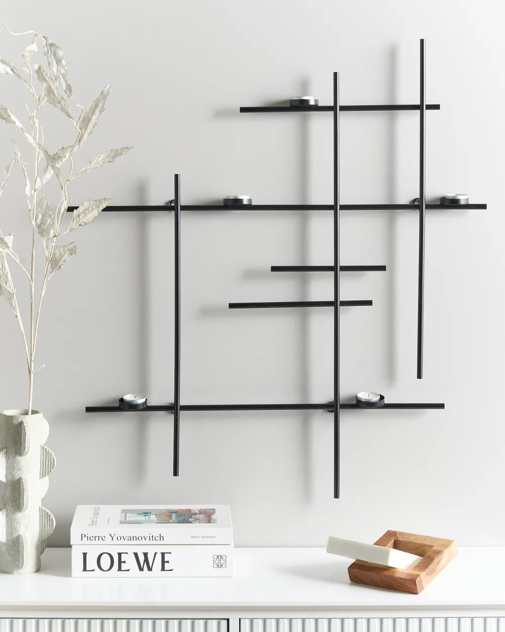 Wandkerzenhalter PORTO 74 cm Schwarz_968618