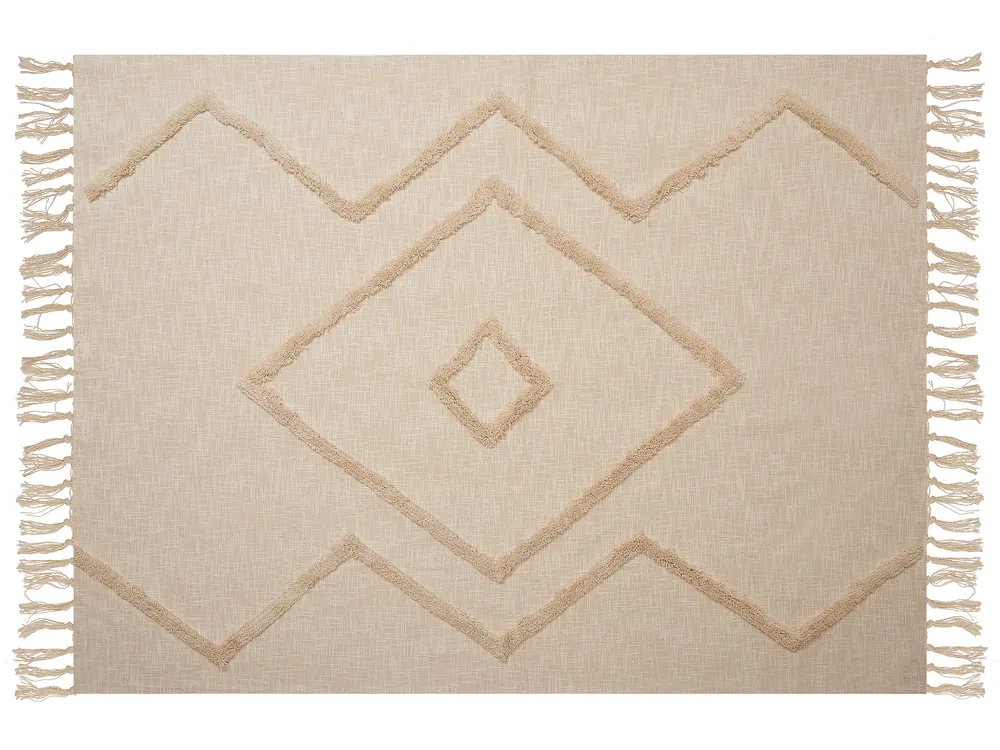 Kuscheldecke JAUNPUR Baumwolle 130 x 180 cm Beige_829379