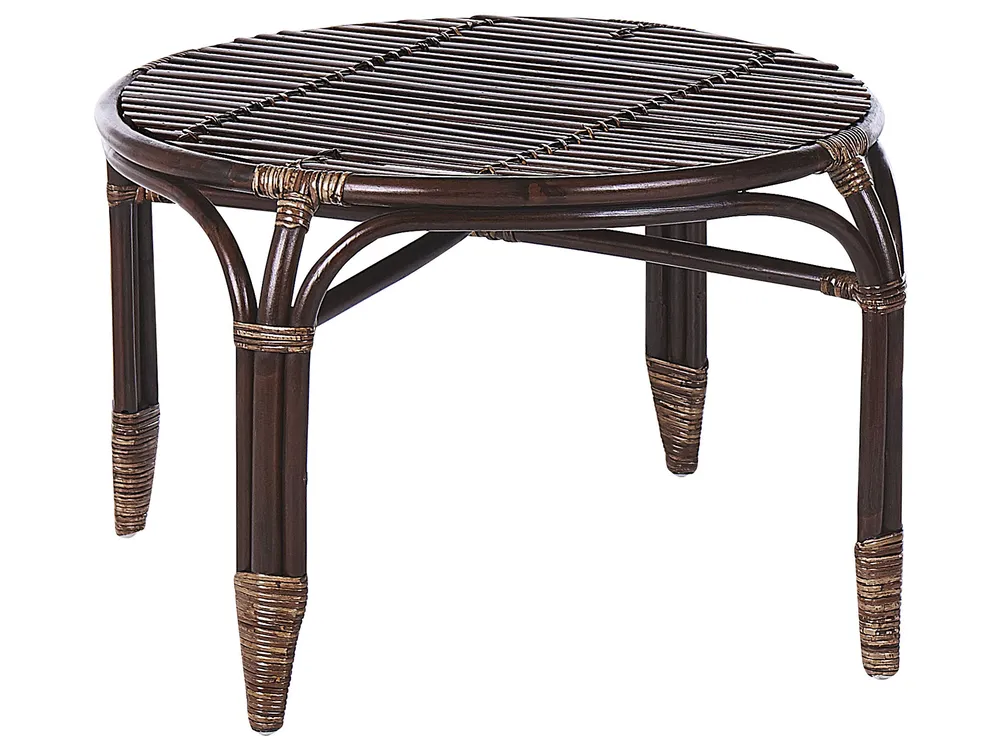 Garden Lounge Set with Table 4 Seater BRINDISI Rattan Dark Brown_821618