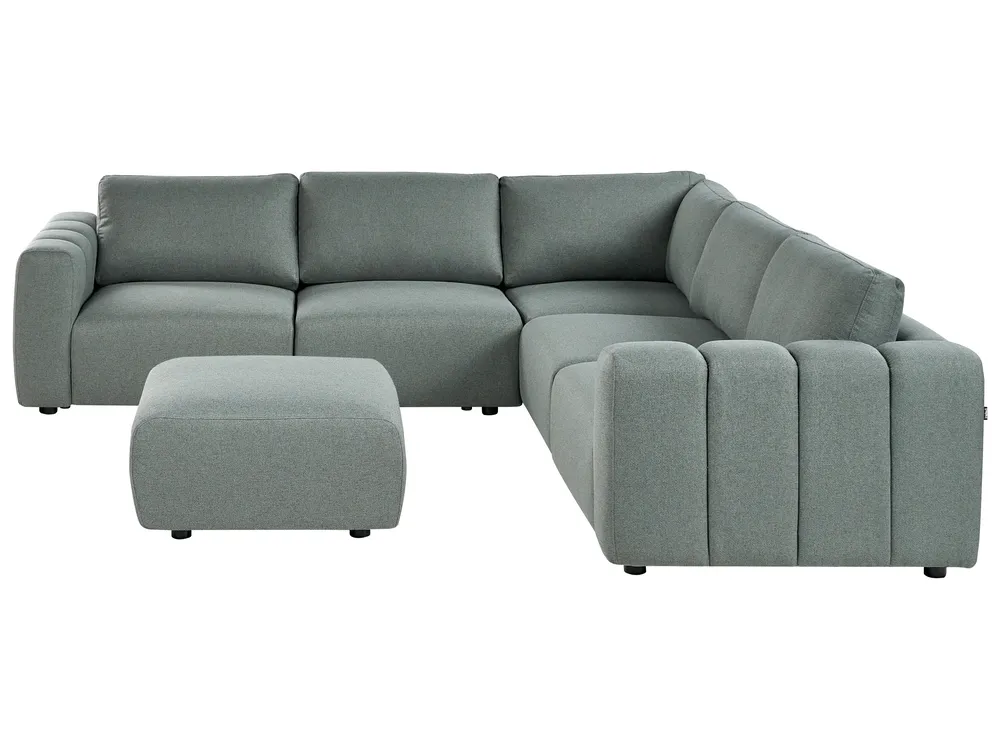Modul Ecksofa 5-Sitzer KIVVIK mit Ottomane Stoff Grün linksseitig