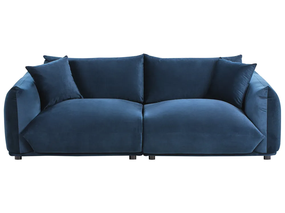 Bank 3-zits LUVOS Fluweel Donkerblauw_970578