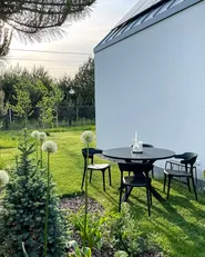 Gartentisch MALETTO 120 cm 120 cm Glas Schwarz_863652