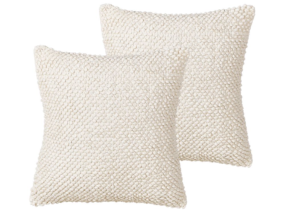 Lot de 2 coussins décoratifs JOARA 45 x 45 cm Coton Beige clair Unicolore