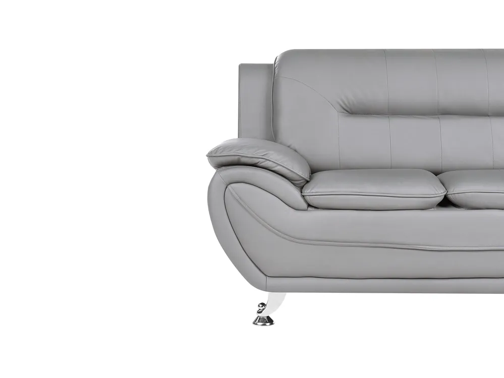 Sofa 3 Seater LEIRA Faux Leather Grey_1058657