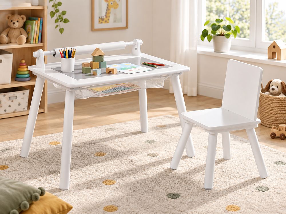Kids Table and Chair Set MOONTA White