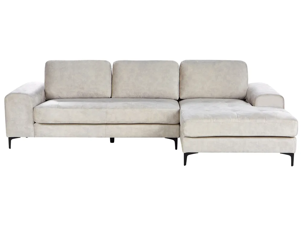 Ecksofa 4-Sitzer KIRUNA Samtstoff Hellbeige linksseitig