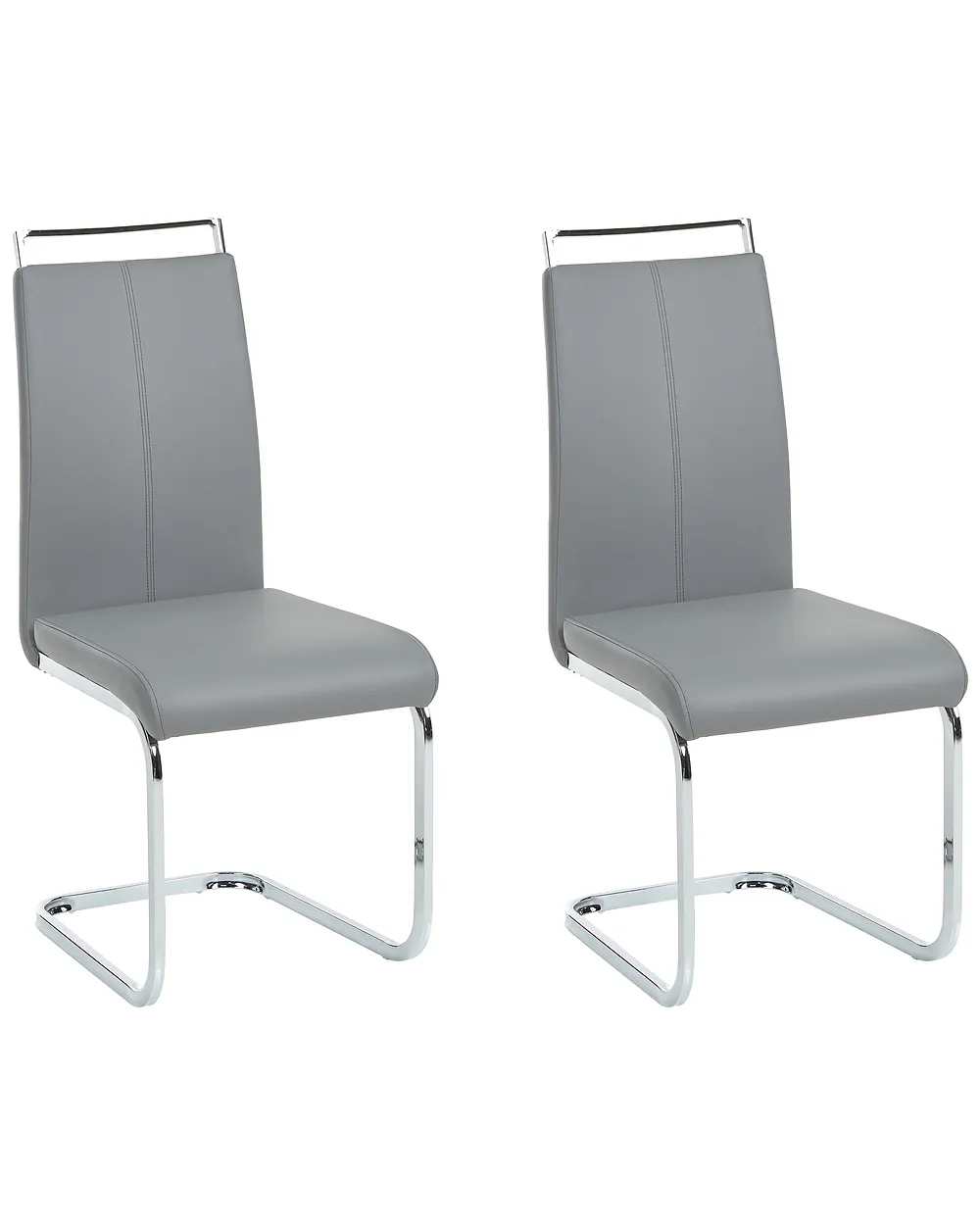 Set of 2 Dining Chairs GREEDIN Faux Leather Grey_1156896