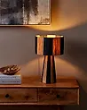 Tischlampe WELMEL Geflecht Braun / Schwarz