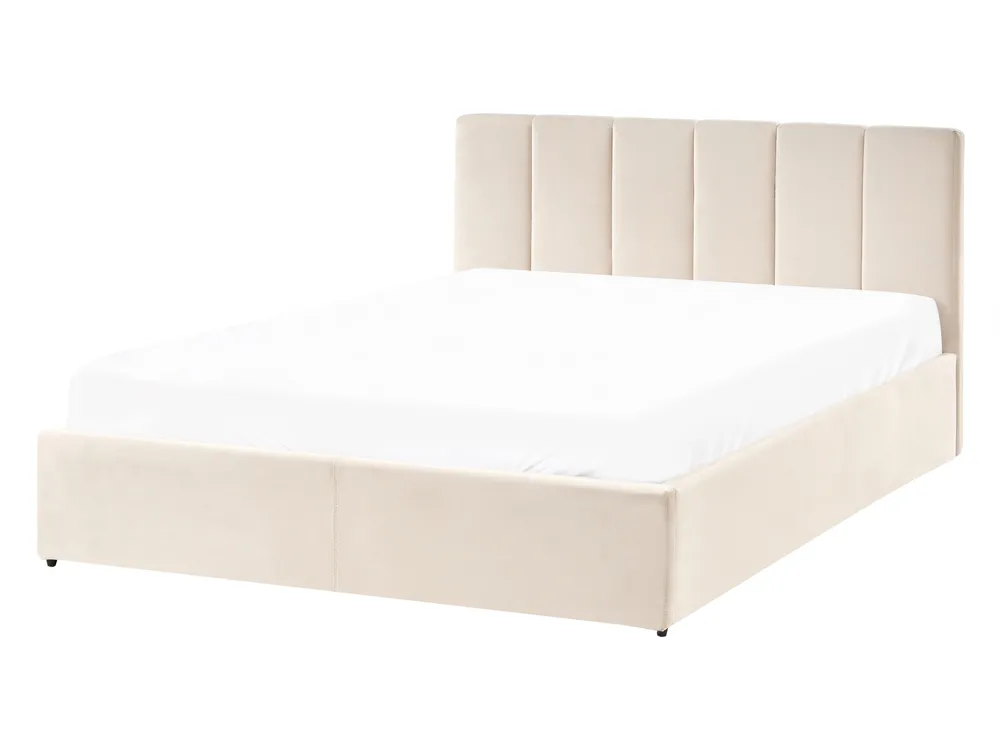 Ottoman Bed DREUX Velvet Light Beige 140 x 200 cm (EU Double)_1012255