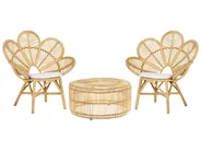 Bistro Set inkl. Kissen FLORENTINE / LIMNI Rattan Beige_793933