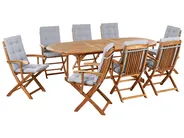 Gartenmöbel Set 8-Sitzer MAUI PREMIUM Akazienholz Hellgrau_990818