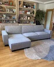 Corner Sofa Bed 3 Seater ROMEDAL Fabric Light Grey Right Hand_900975