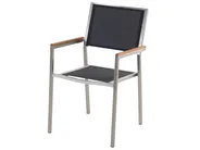 Garden Dining Set 6 Seater GROSSETO Tempered Glass Black_677298