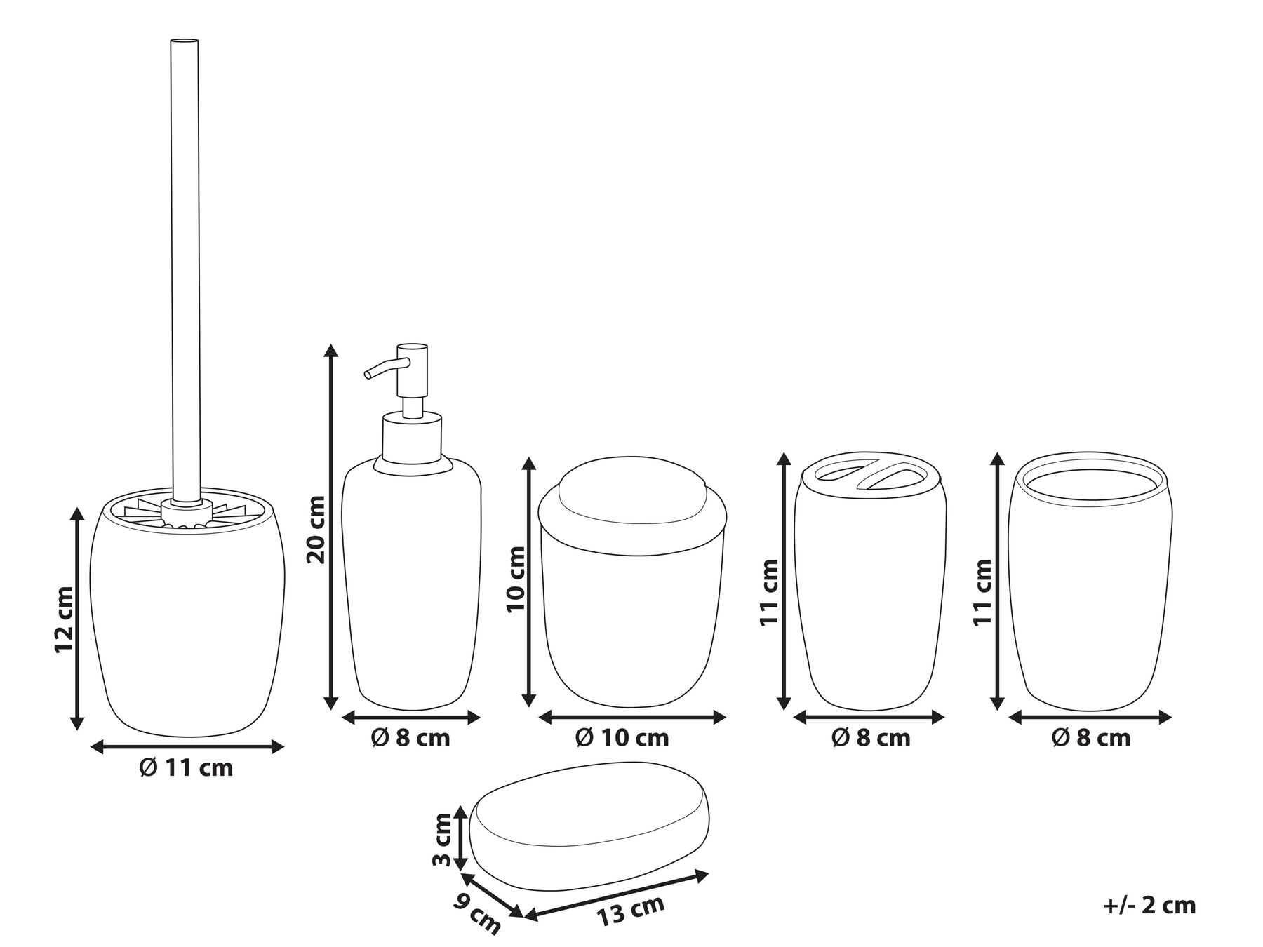 Badaccessoires Set 6-teilig PALMILLA Keramik Cremeweiß_829830